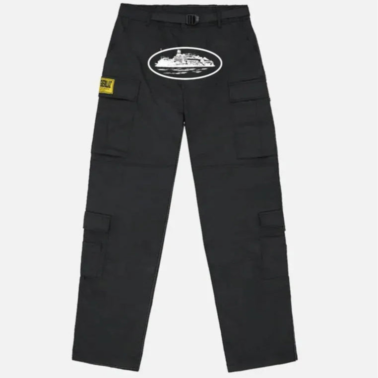 Calça Corteiz Alcatraz Cargo Black White