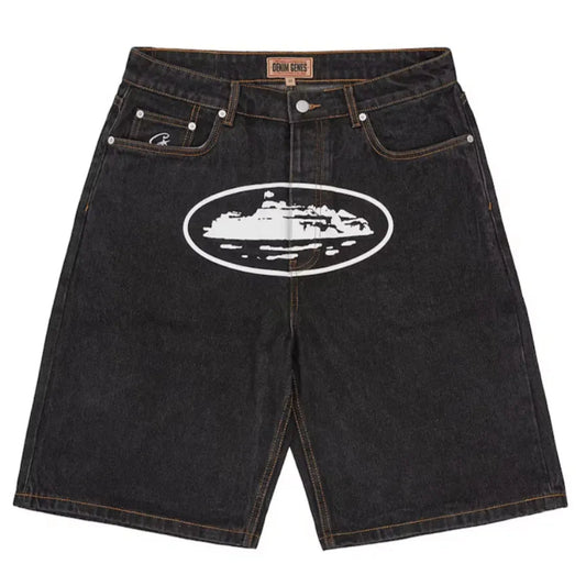 Shorts Corteiz Alcatraz Denim Washed Black
