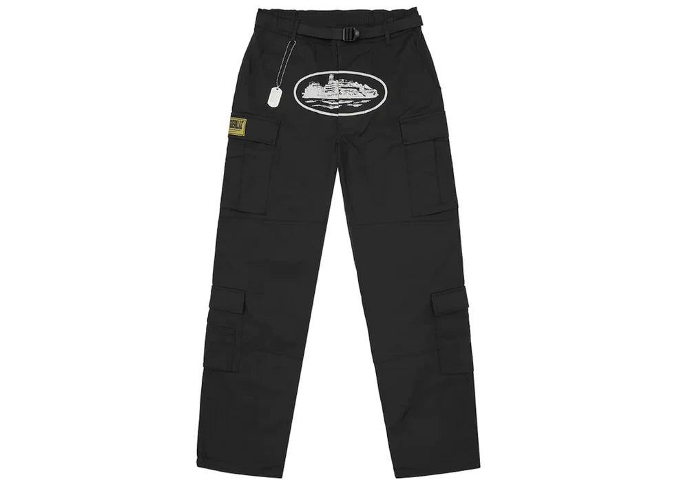 Calça Cargo Corteiz Guerrilaz Black White 5-Star