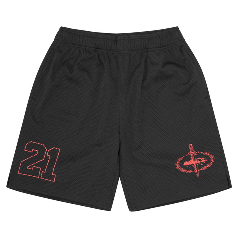 Shorts Corteiz X 21 Savage Slaughter Gang Mesh Black