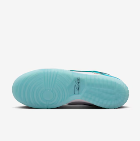 Futura Laboratories x Nike SB Dunk Low White and Geode Teal