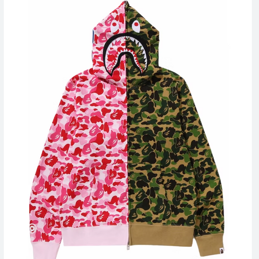 Jaqueta Bape Shark ABC Camo Crazy Shark Full Zip Pink Green
