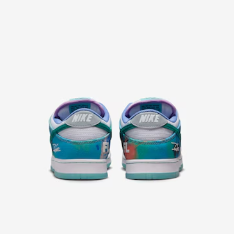 Futura Laboratories x Nike SB Dunk Low White and Geode Teal