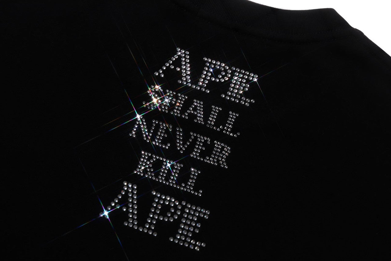 Camiseta Bape Rhinestone Logo Relaxed Preta