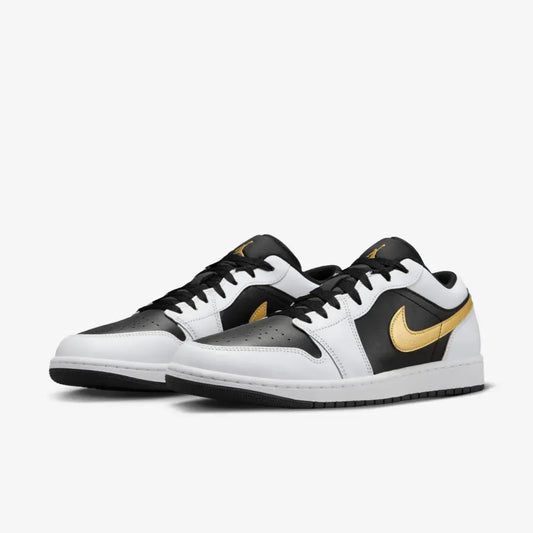 Air Jordan 1 Low White Black Metallic Gold Swoosh