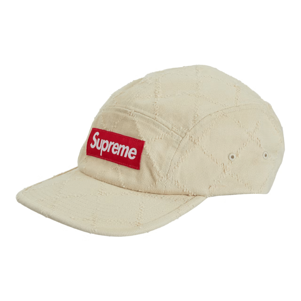 Boné Supreme Punched Denim Camp Dyed Beige