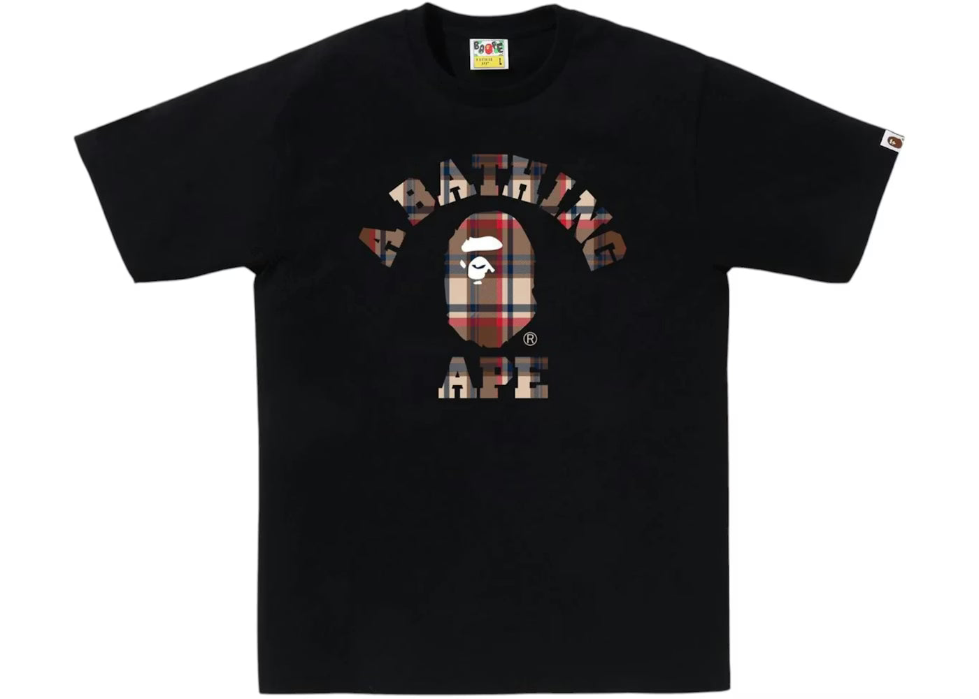Camiseta A Bathing Ape Bape College Tee Vintage Check Black