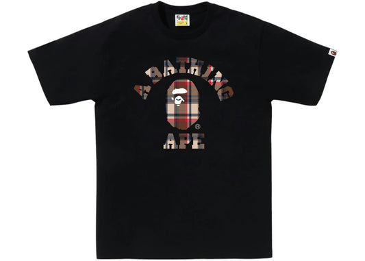 Camiseta A Bathing Ape Bape College Tee Vintage Check Black