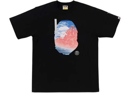 Camiseta Bape X Ukiyo-E Big Ape Head Monte Fuji Black