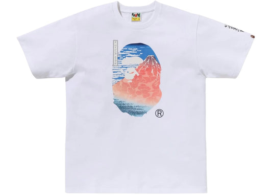 Camiseta Bape X Ukiyo-E Big Ape Head Monte Fuji White