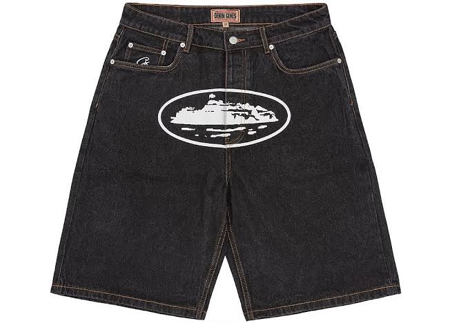 Shorts Corteiz Alcatraz Denim Washed Black