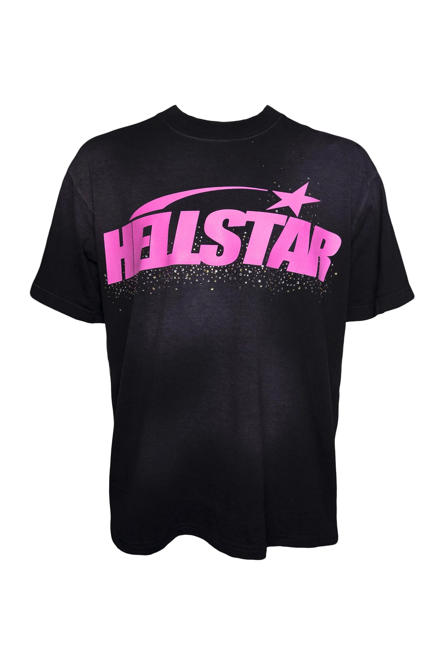Camiseta Hellstar Classic Rhinestone Logo Pink