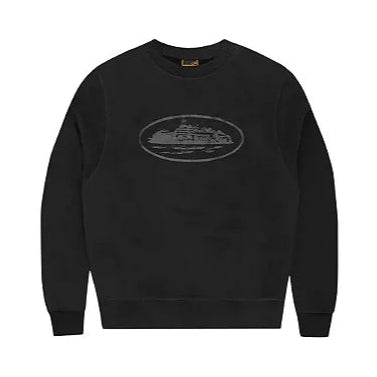 Moletom Crewneck Corteiz Alcatraz Logo Black/Black